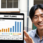 **

"Japanese apartment building exterior, sunny day. Focus on a smiling landlord (male or female) holding a tablet displaying a graph showing income increasing and taxes decreasing. Overlay text: 'Smart Tax Planning = Higher Rental Income!' Realistic, high detail."

**