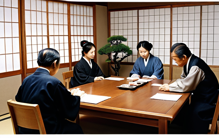 **

"A tense meeting around a polished conference table.  Family members, some looking worried or resentful, others determined.  A stern but fair-looking older man (the owner) sits at the head.  Documents related to inheritance and taxes are scattered on the table.  Subtle visual cues of traditional Japanese aesthetics, like a bonsai tree in the background or a subtle Shoji screen pattern. Focus on the emotional weight and potential conflict of family business succession.  Realism, corporate setting."

**