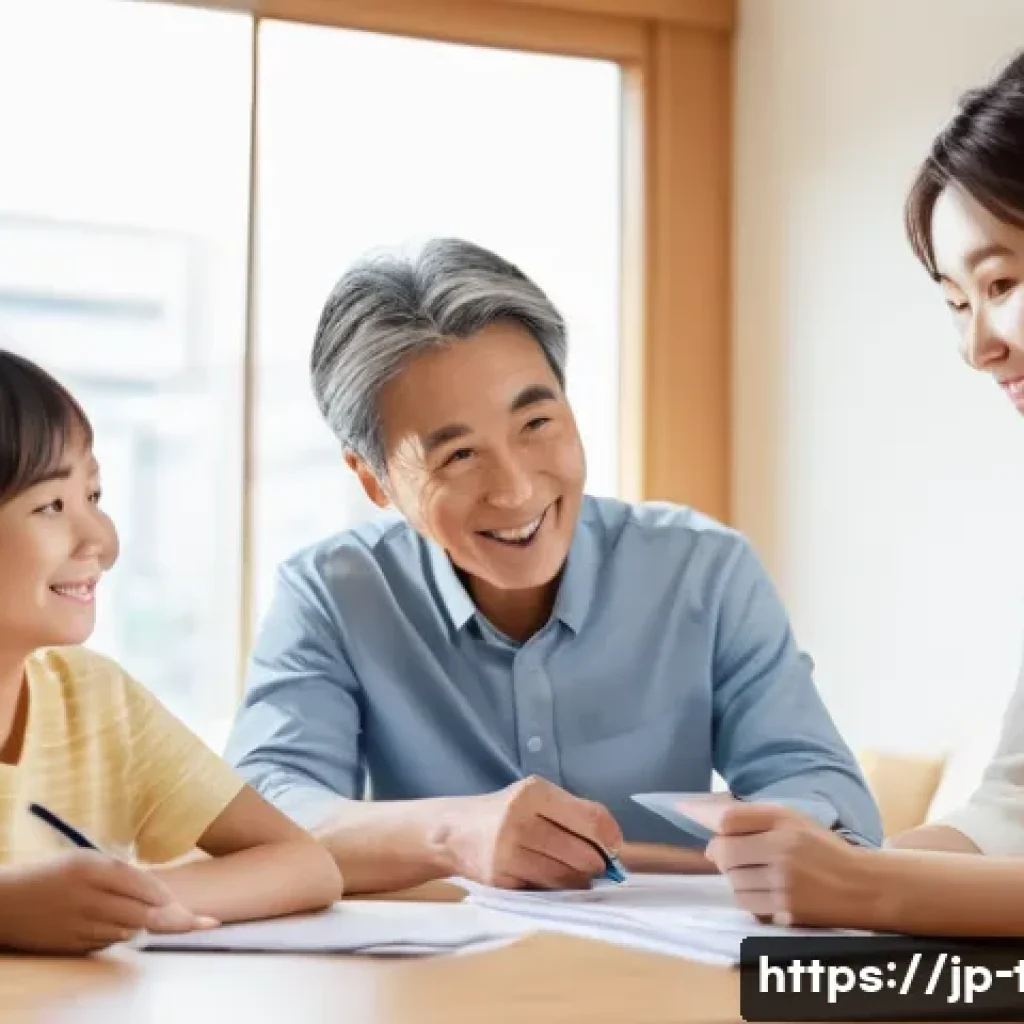 상속세 면제 조건 - **Prompt 1: Family Planning for a Secure Future**
    A warm, brightly lit scene in a modern Japanes...