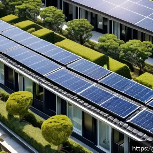 주택임대사업자 세금 혜택 - A modern Japanese apartment building exterior during daytime, showcasing solar panels on the roof an...